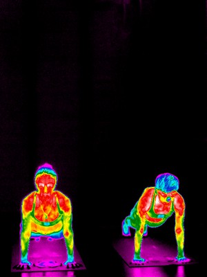 view Yoga practice illustrated with thermography