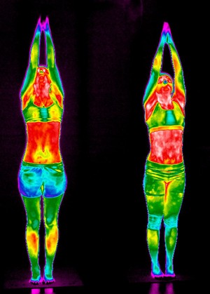 view Yoga practice illustrated with thermography