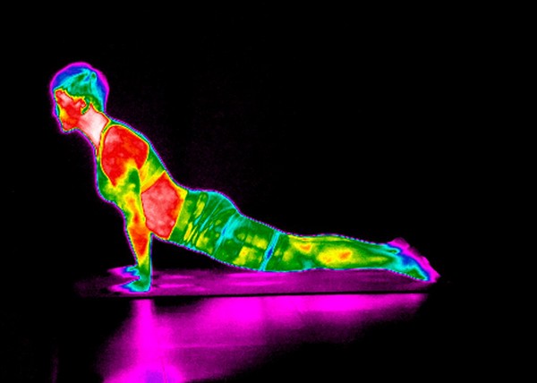 Yoga practice illustrated with thermography