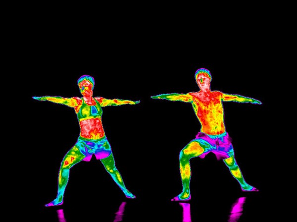 Yoga practice illustrated with thermography