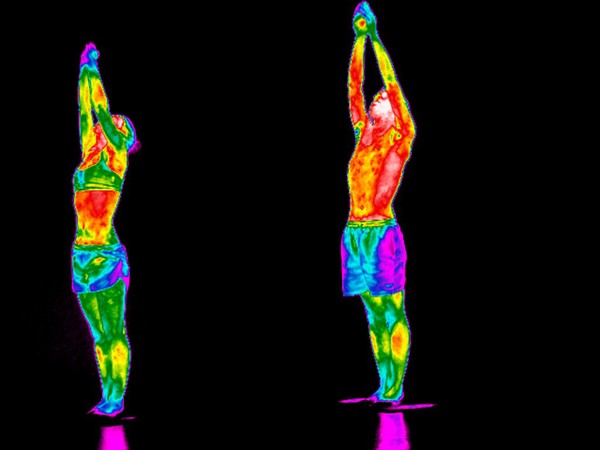 Yoga practice illustrated with thermography