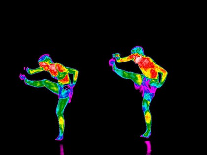Yoga practice illustrated with thermography