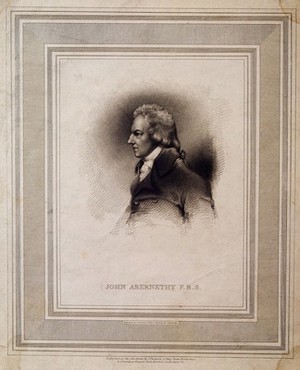 view John Abernethy. Stipple engraving by J. Thomson after J. Partridge, 1817.