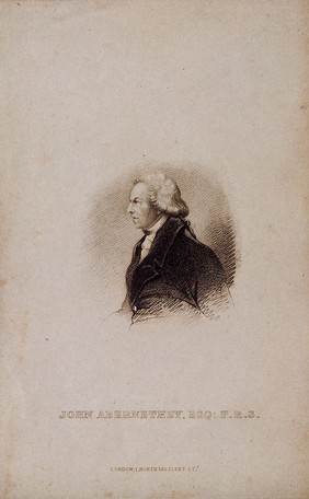 John Abernethy. Stipple engraving after J. Partridge.