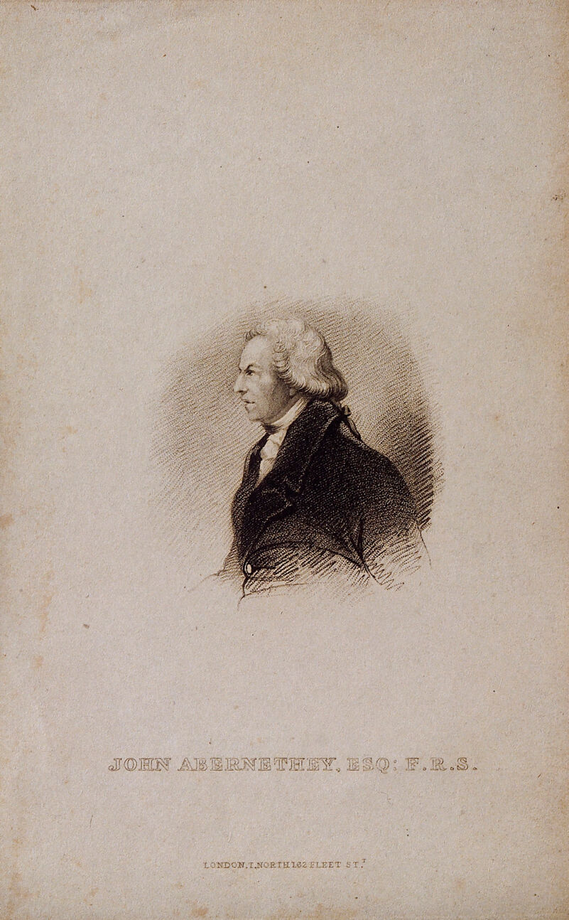 John Abernethy. Stipple engraving after J. Partridge., by John Partridge