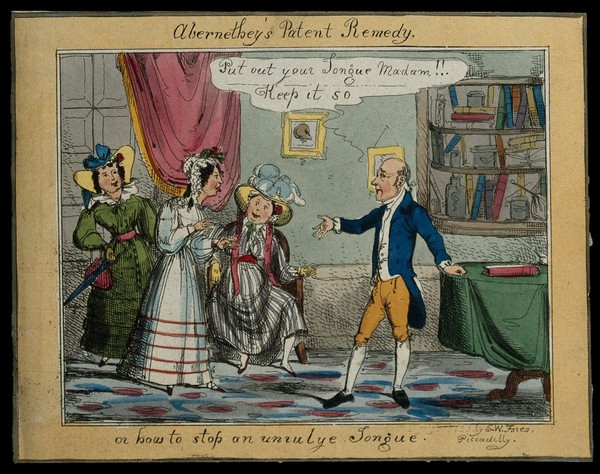 John Abernethy. Coloured etching by S. W. Fores, 1825.