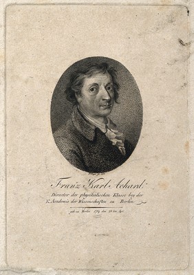 Franz Karl Achard. Stipple engraving by F. W. Bollinger, 1800.