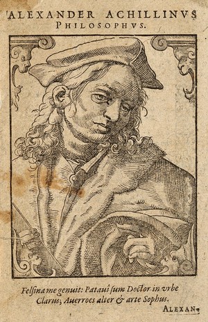 view Alessandro Achillini. Woodcut by T. Stimmer, 1589.