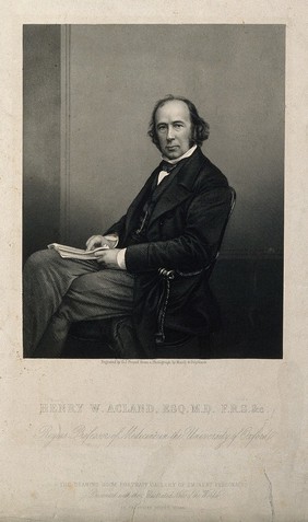 Sir Henry Wentworth Acland. Stipple engraving by D. J. Pound after Maull & Polyblank, 1859.