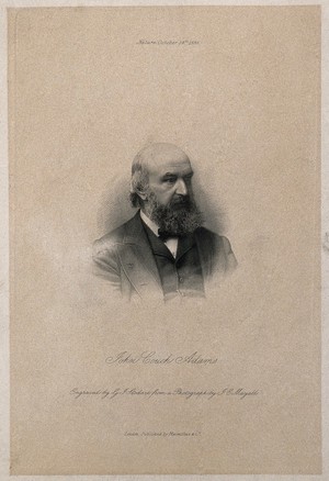 view John Couch Adams. Stipple engraving by G.J. Stodart after J. E. Mayall, 1886.