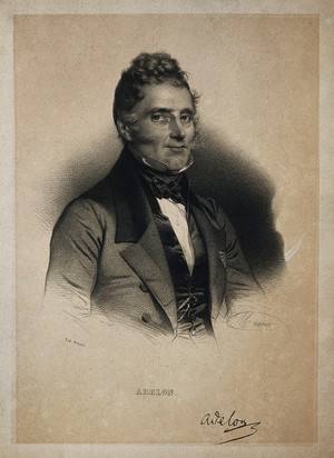 view Nicolas Philibert Adelon. Lithograph by N. E. Maurin, c. 1842.