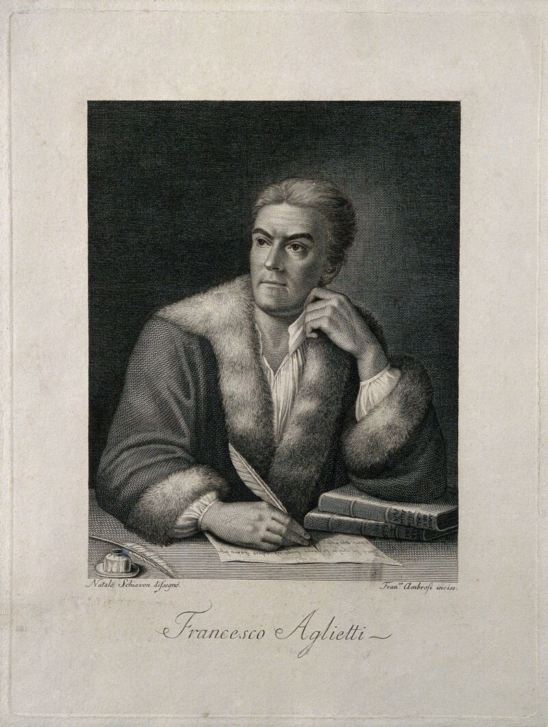 Francesco Aglietti. Line engraving by F. Ambrosi after N. Schiavoni., by Natale Schiavoni