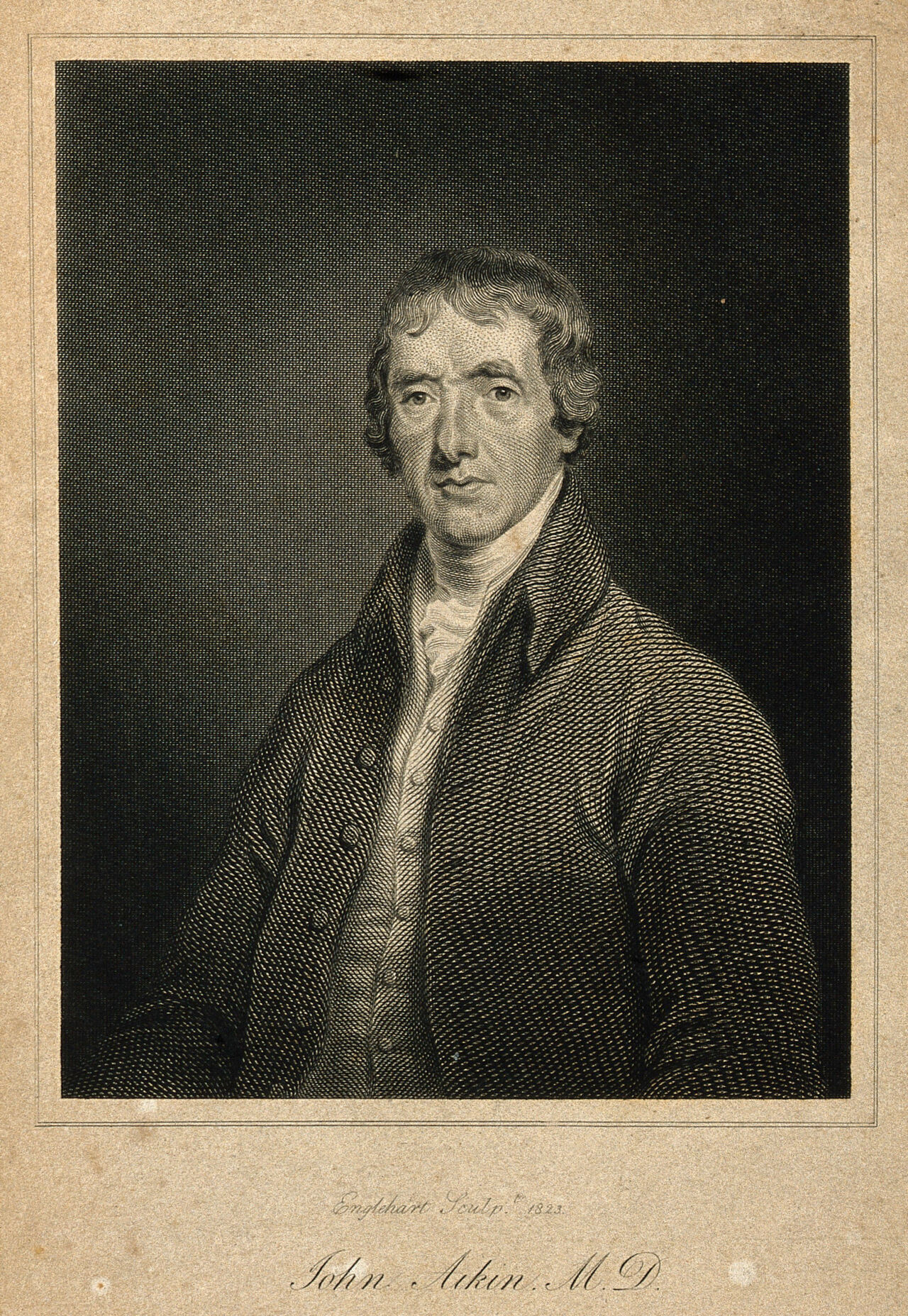 John Aikin. Line engraving by F. Englehart, 1823., 1823, by Francis Engleheart