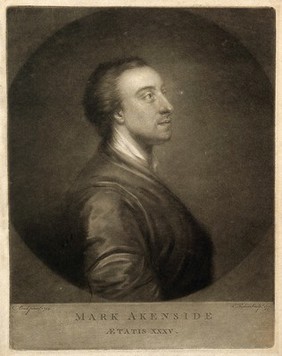 Mark Akenside. Mezzotint by E. Fisher, 1772, after A. Pond, 1754.