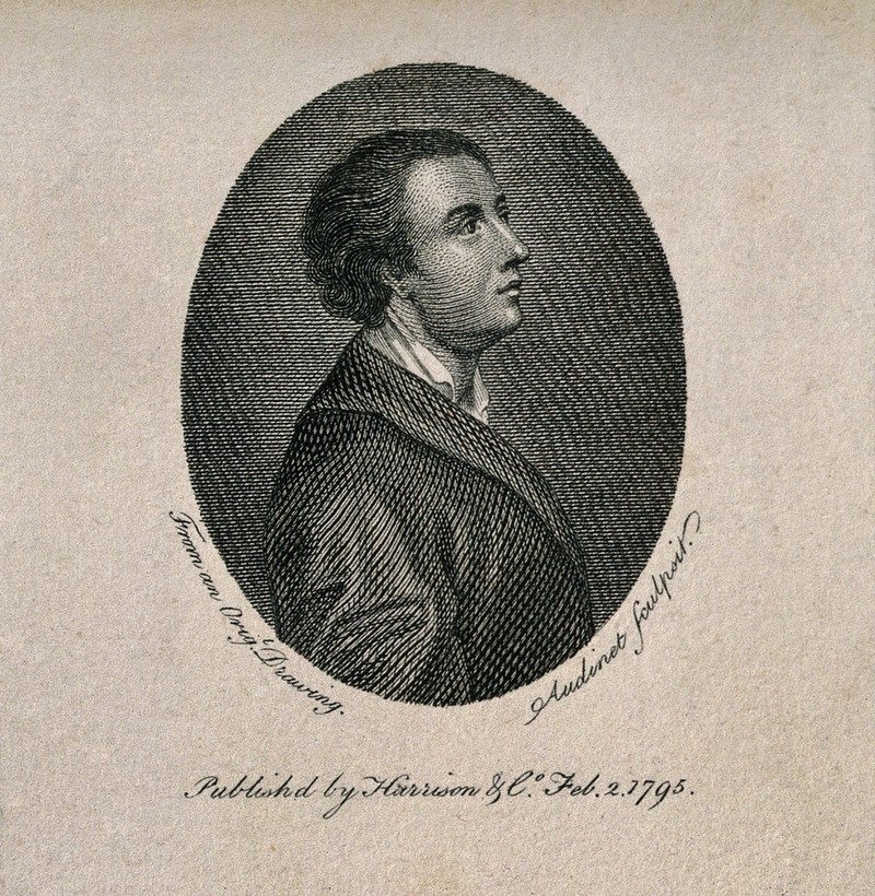Mark Akenside. Line engraving by P. Audinet, 1795., 1795, by Philip Audinet