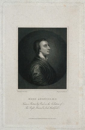 Mark Akenside. Line engraving by R. Rhodes after a drawing by G. Clint after A. Pond.