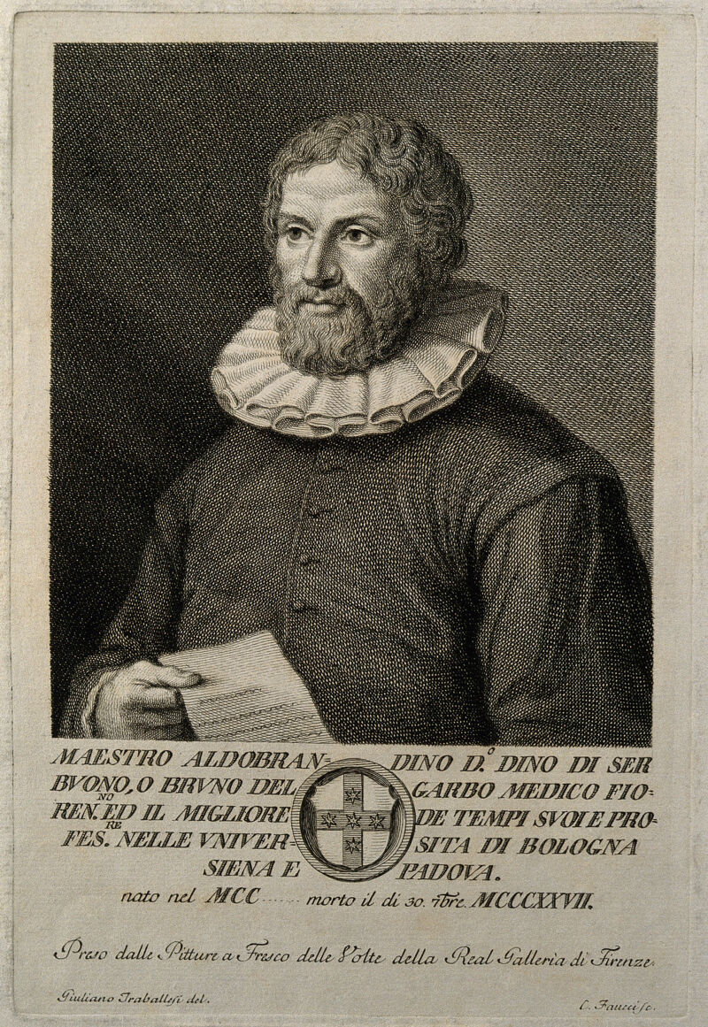 Aldobrandino da Siena. Line engraving by C. Faucci after G. Traballesi., by Giulio Traballesi