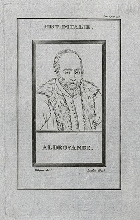 Ulisse Aldrovandi. Etching, 1805.