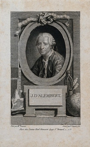 view Jean le Rond d'Alembert. Line engraving by P. Savart, 1780, after Catherine Lusurier.