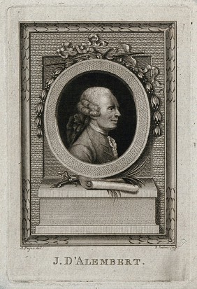 Jean le Rond d'Alembert. Line engraving by D. Jenkins after A. Pujos.