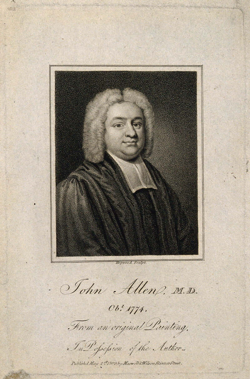 John Allen. Stipple engraving by J. Hopwood, 1809., 1809, by James Hopwood the Elder