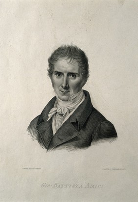 Giovanni Battista Amici. Stipple engraving by F. Vendramini after P. Ermini.