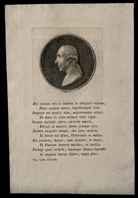 Luigi Angeli. Stipple engraving by A. Valli.