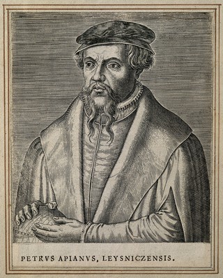 Petrus Apianus. Line engraving by P. Galle, 1572.