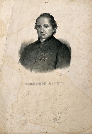 view Ferrante Abele Aporti. Lithograph by Perrin.