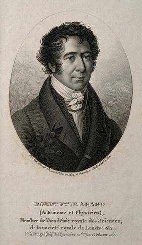 Dominique François Arago. Stipple engraving by A. Tardieu after himself, 1824.