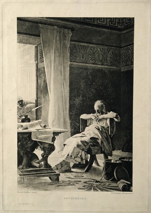 view Archimedes of Syracuse. Photogravure by R. Paulussen after N. Barabino.