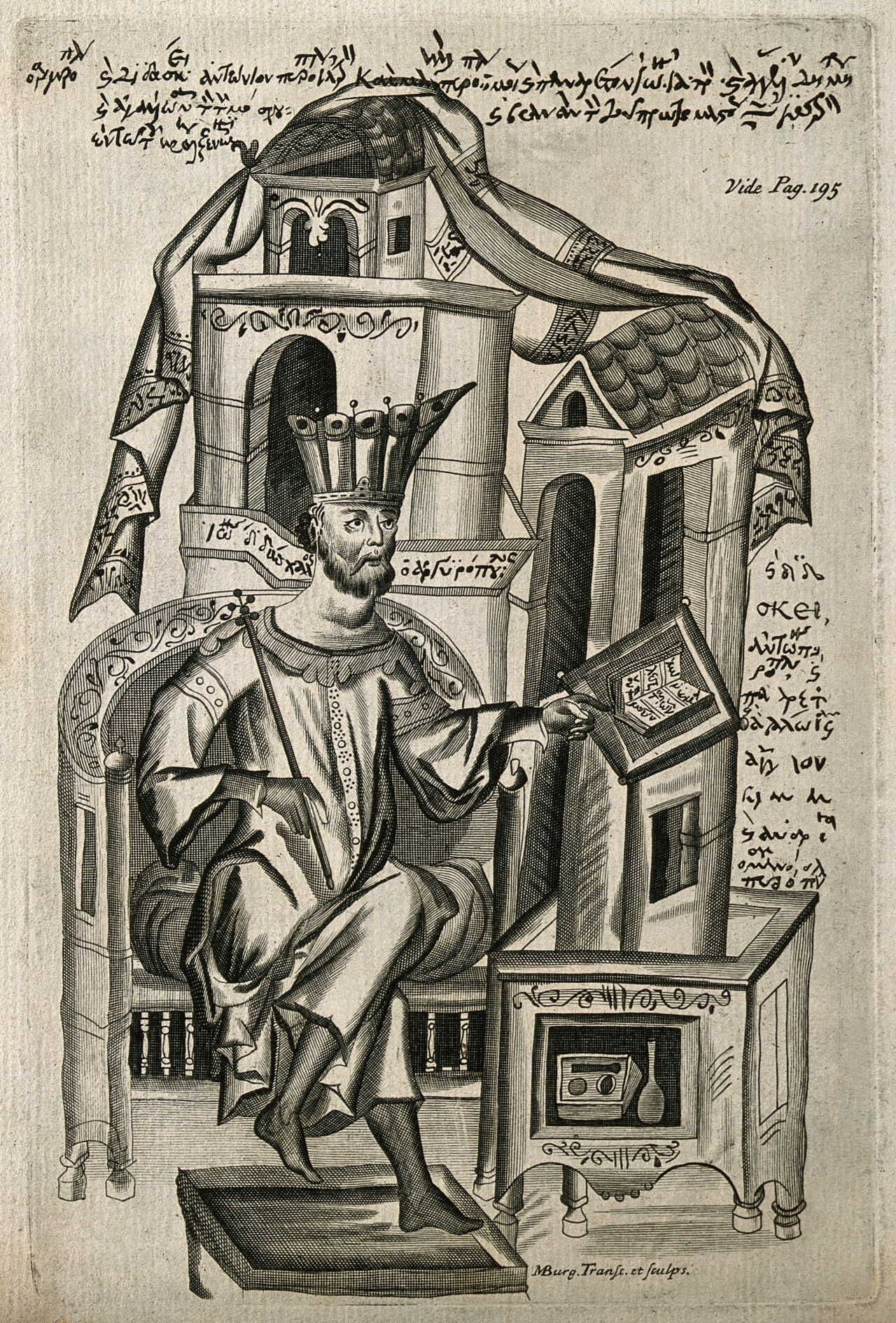 John Argyropoulos. Line engraving by M. Burghers., by Michael Burghers