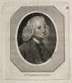 view John Armstrong. Line engraving by F. Sansom after Sir J. Reynolds.