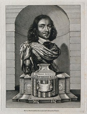 Elias Ashmole. Line engraving, 1747, after W. Faithorne.