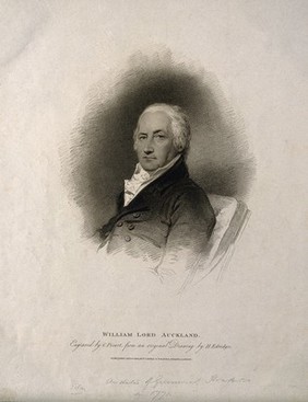 William Eden, 1st Baron Auckland. Stipple engraving by C. Picart, 1810, after H. Edridge, 1809.