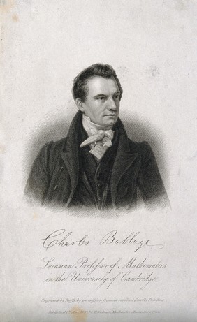 Charles Babbage. Stipple engraving by R. Roffe, 1833.