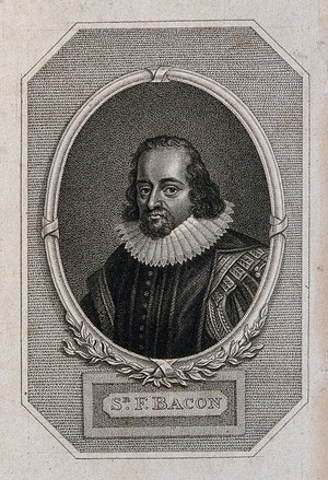 view Francis Bacon, Viscount St Albans. Line engraving after P. van Somer.