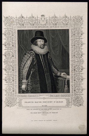 view Francis Bacon, Viscount St Albans. Engraving by J. Cochran after P. van Somer.