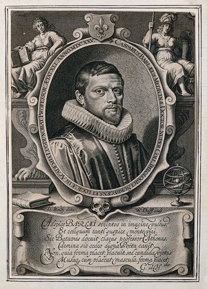 view Caspar van Baerle [Barlæus]. Line engraving by W. Delff after D. Bailly.