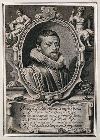 Caspar van Baerle [Barlæus]. Line engraving by W. Delff after D. Bailly.