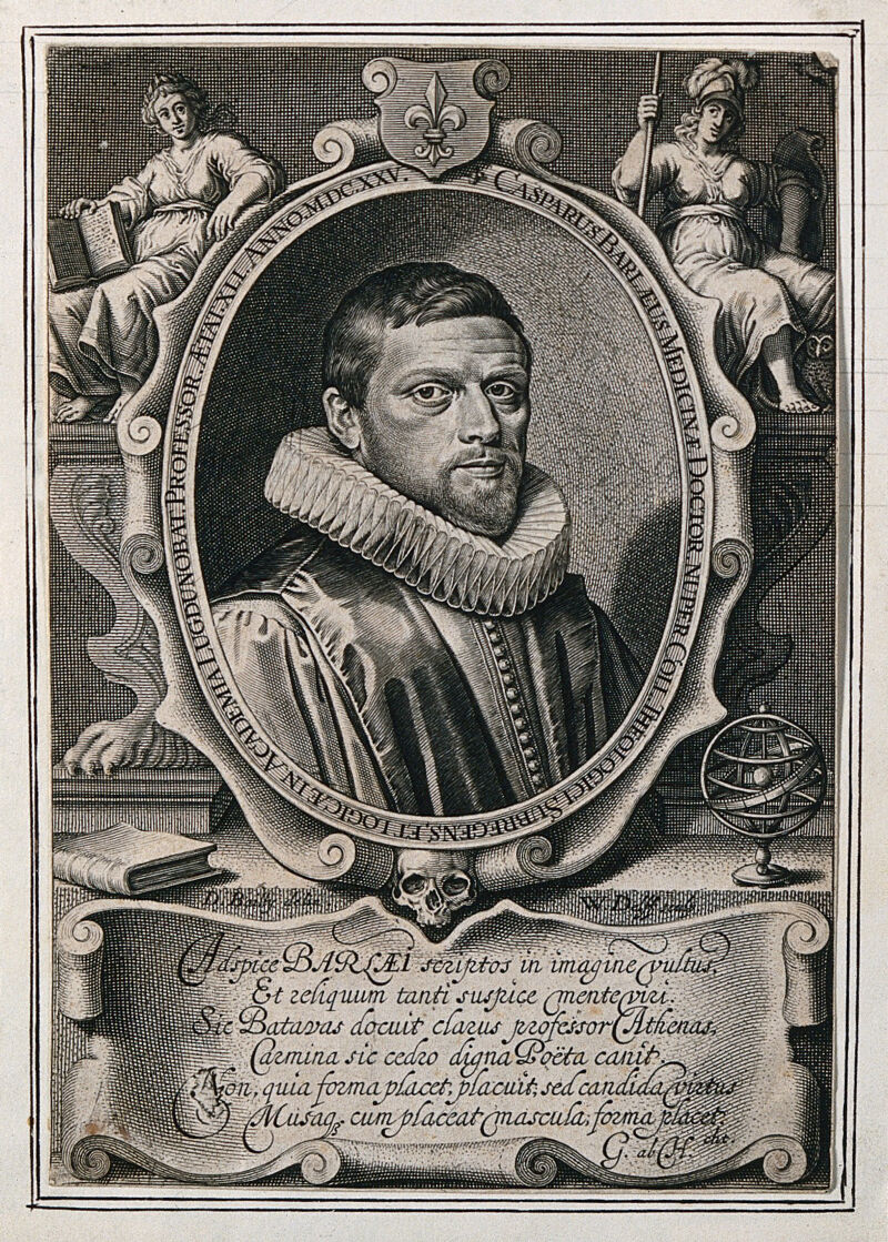 Caspar van Baerle [Barlæus]. Line engraving by W. Delff after D. Bailly., by David Bailly