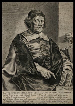 view Caspar van Baerle [Barlæus]. Line engraving by T. Matham after J. Sandrart.