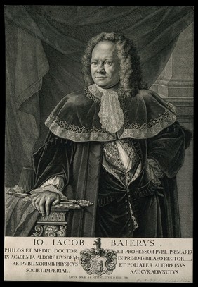 Johann Jakob Baier. Line engraving by G. M. Preisler after himself.