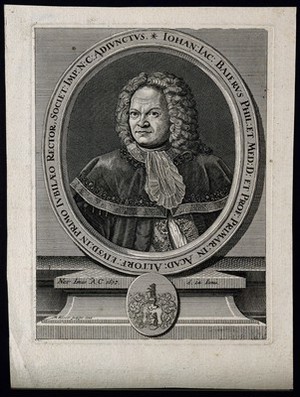view Johann Jakob Baier. Engraving by M. Rösler, 1728.
