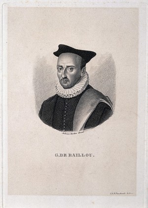 view Guillaume de Baillou. Stipple engraving by A. Tardieu.