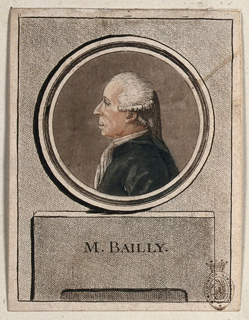 Jean Sylvain Bailly. Colour aquatint after J. B. Mauzaisse., by Jean-Baptiste Mauzaisse
