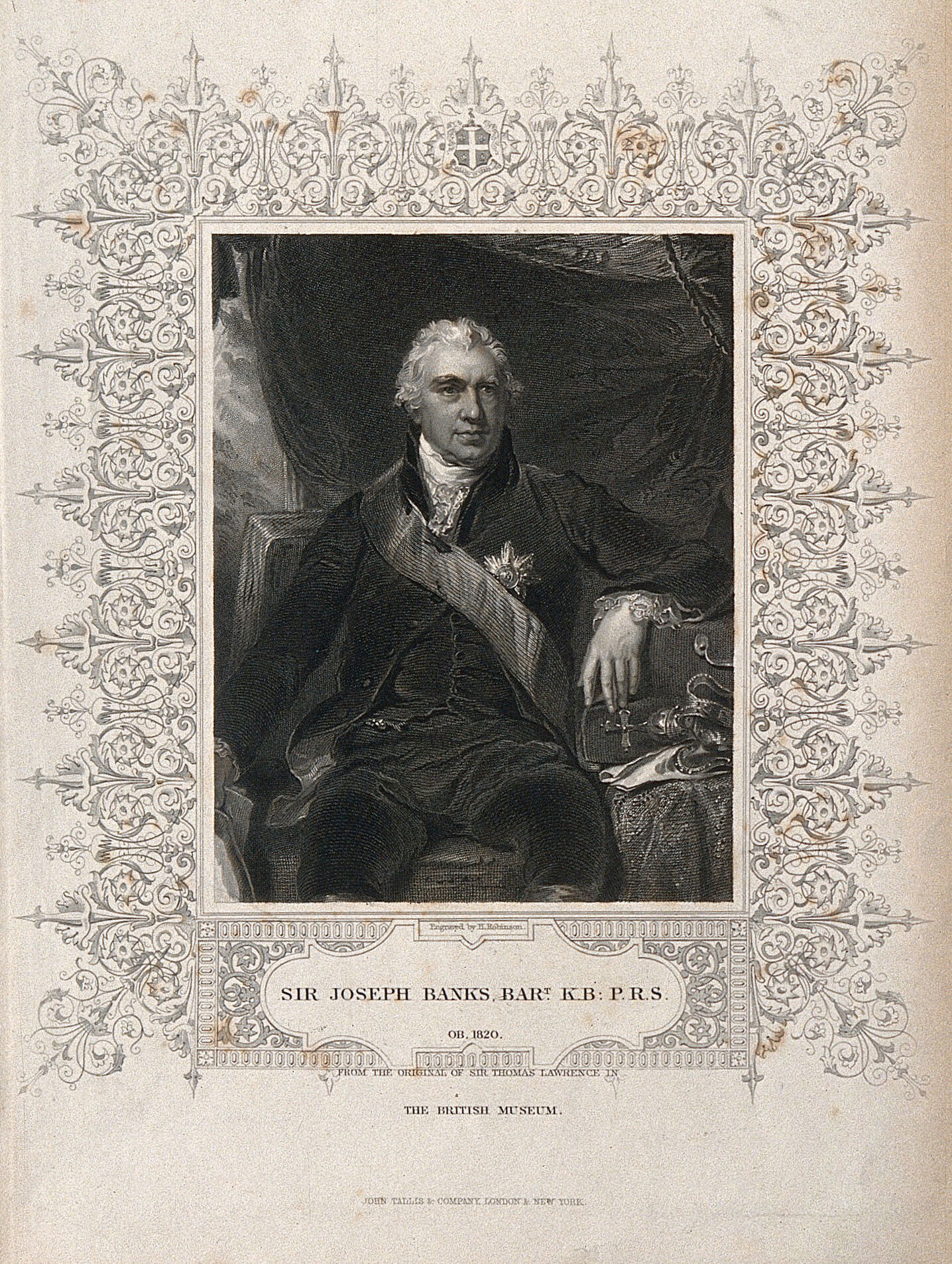 Sir Joseph Banks Stipple Engraving By H Robinson 1853 After