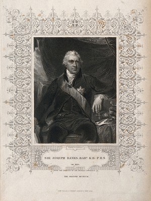 view Sir Joseph Banks. Stipple engraving by H. Robinson, 1853, after Sir T. Lawrence.