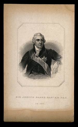 view Sir Joseph Banks. Stipple engraving by T. Phillibrown after Sir T. Lawrence.