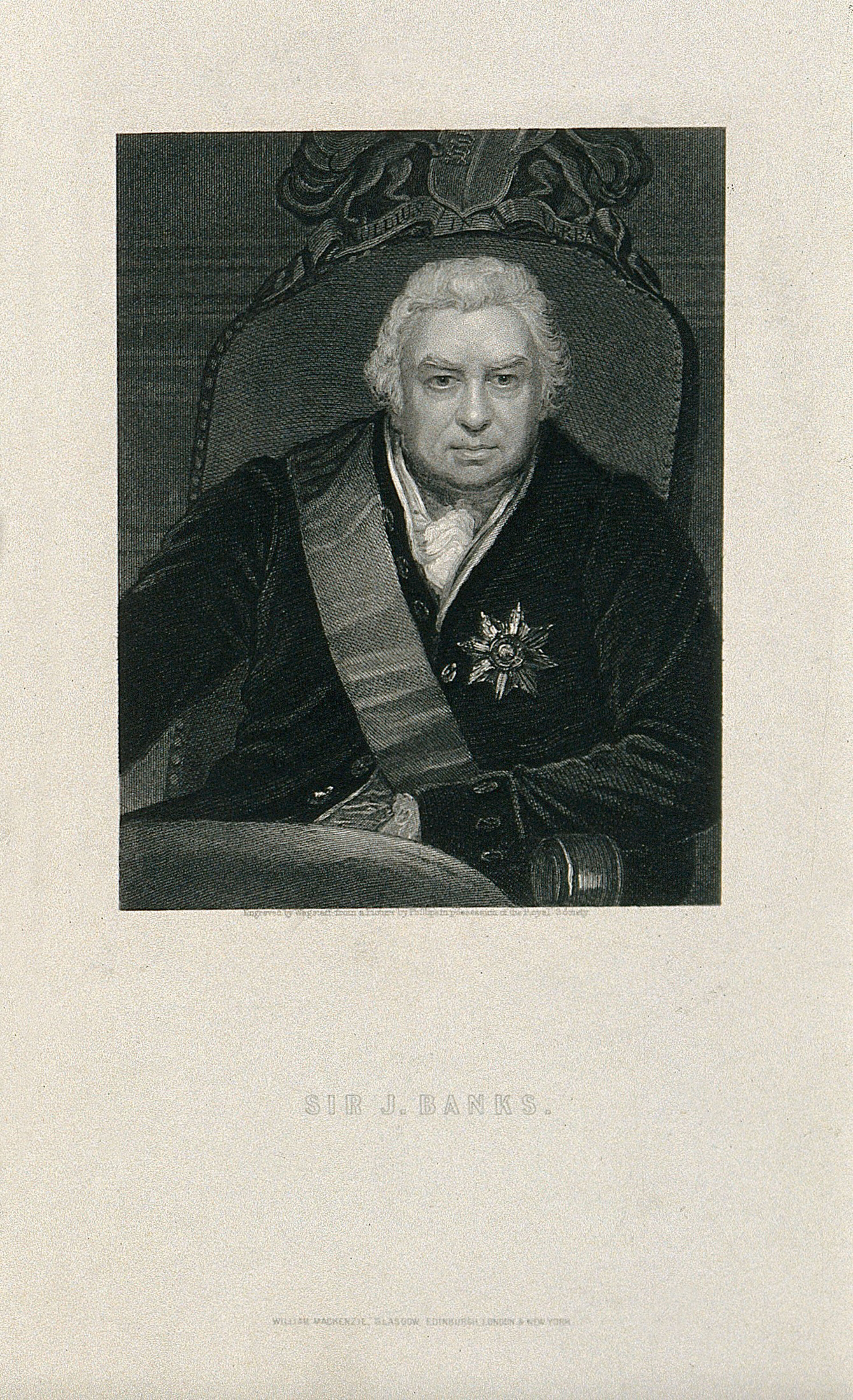 Sir Joseph Banks. Stipple engraving by Wagstaff after T. Phillips.